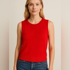 St. John Red Sleeveless Sweater